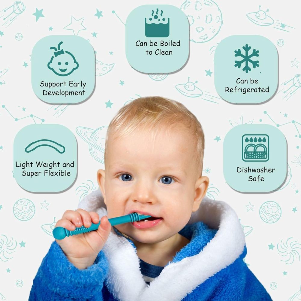 Baby Teething Toy – Pack Of 6 Hollow Teething Sticks With 2 Cleaning Brushes – 100% Food Grade Silicone  Bpa Free  And Dishwasher Safe – 6 Vibrant Colors For 6-18 Months Babies  |  Teethers All Toys Multicolor