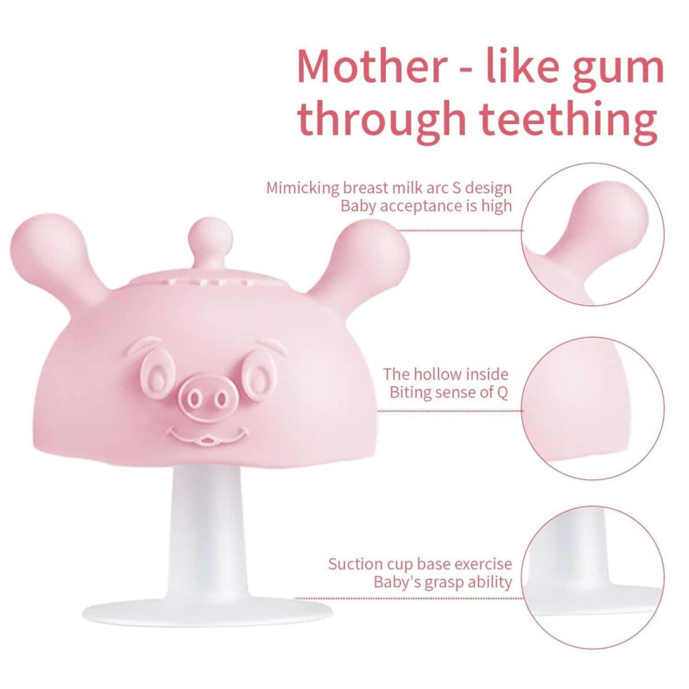 Baby Teething Toy  Teething Relief Pacifier  Baby Chew Toys For Sucking Needs(Pig Pink)  |  Teethers All Toys Pink