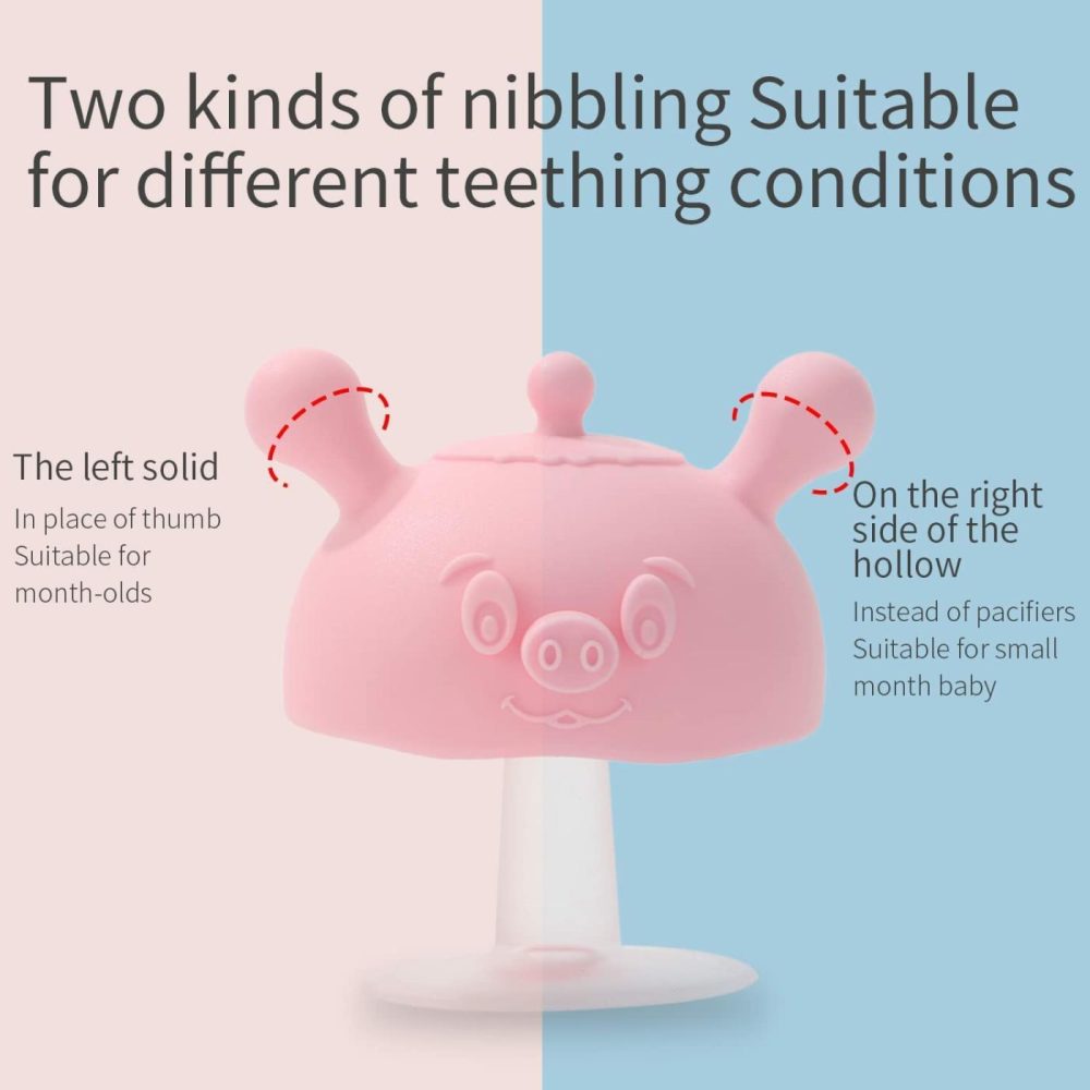 Baby Teething Toy  Teething Relief Pacifier  Baby Chew Toys For Sucking Needs(Pig Pink)  |  Teethers All Toys Pink