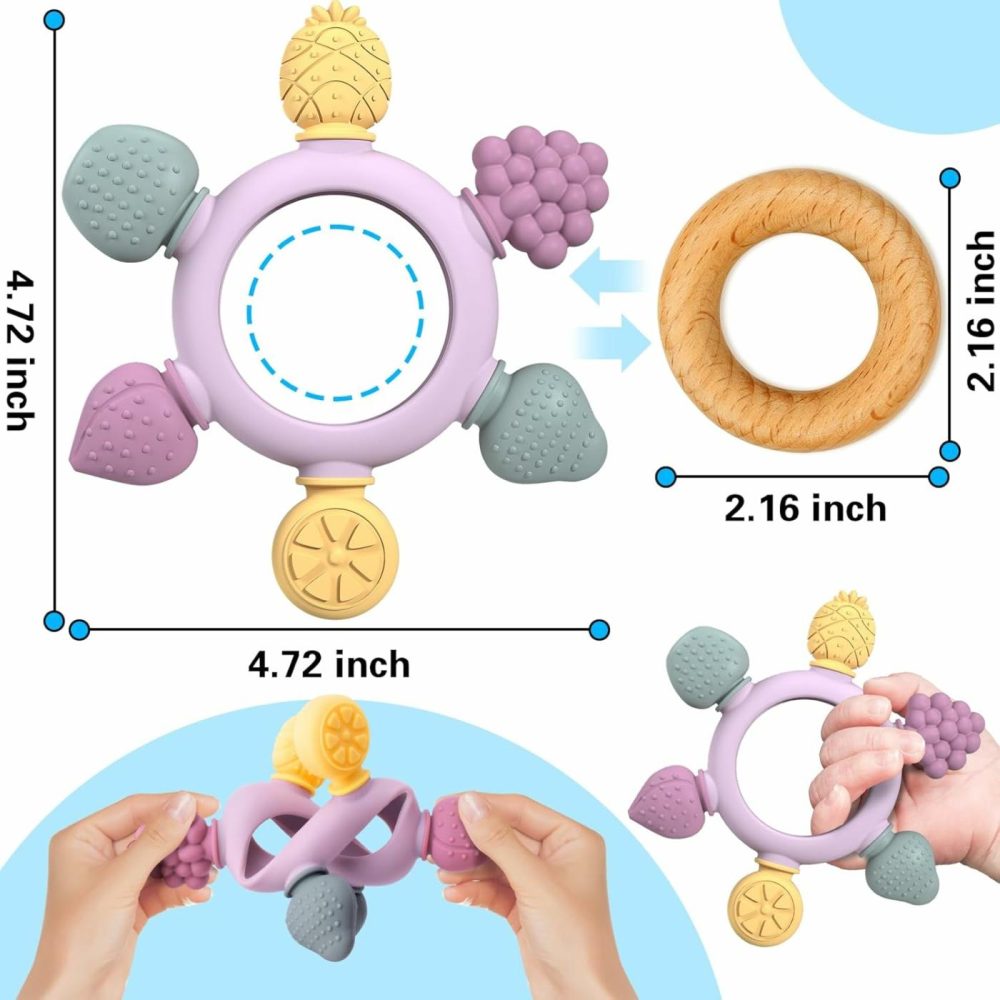 Baby Teething Toys 6-12 Months  Montessori Sensory Toys  Baby Bath Toys  Fruit Baby Teether Toys  Toddlers Toys 0-3 6-12 Months  For Infants &New Borns  Boy Girl Gifts For Christmas  |  Teethers All Toys Light Colour