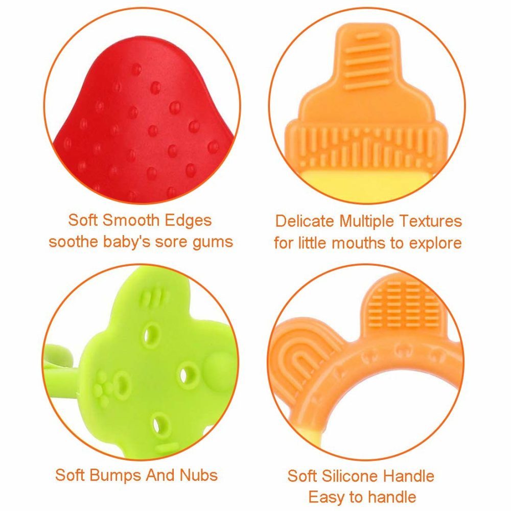 Baby Teething Toys 6 Packs Bpa Free Silicone Baby Teethers  Freezer Safe Organic Infant Teething Toys Soft & Textured For Natural Brain Development  |  Teethers All Toys Teethers