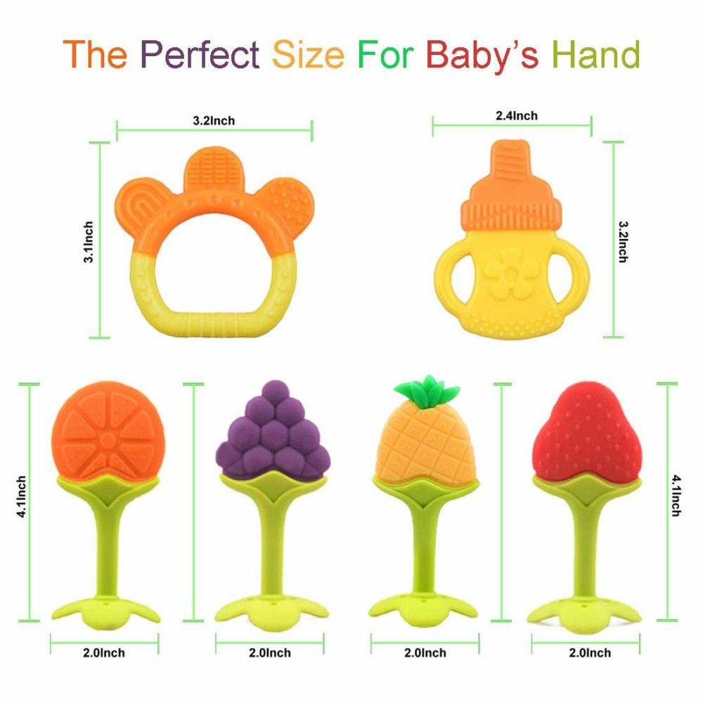 Baby Teething Toys 6 Packs Bpa Free Silicone Baby Teethers  Freezer Safe Organic Infant Teething Toys Soft & Textured For Natural Brain Development  |  Teethers All Toys Teethers