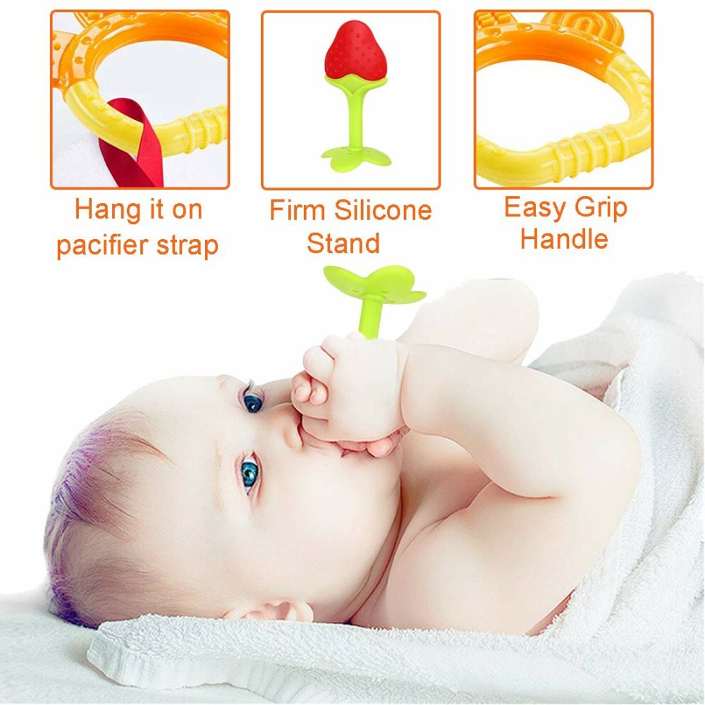 Baby Teething Toys 6 Packs Bpa Free Silicone Baby Teethers  Freezer Safe Organic Infant Teething Toys Soft & Textured For Natural Brain Development  |  Teethers All Toys Teethers