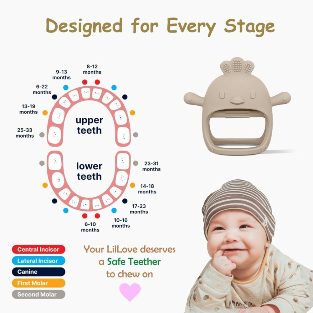 Baby Teething Toys By  | Non-Toxic Infant Toys 0-6 6-12 Months | Cpc Certified Teething Mitten | No Drop Teether For Baby Teething Relief | Baby Teether Toys | Teething Pacifier – 2 Pack  |  Teethers All Toys Beige+Pink