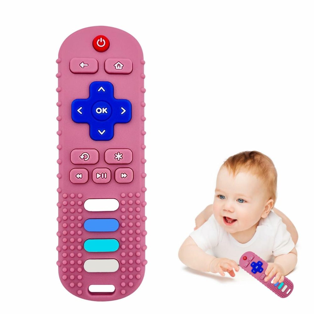 Baby Teething Toys  Food Grade Silicone Teether For Babies 3 6 12 18 Months  Tv Remote Shape Toddlers Chew Toys  Freezer Bpa Free (Pink Rc)  |  Teethers All Toys Pink RC