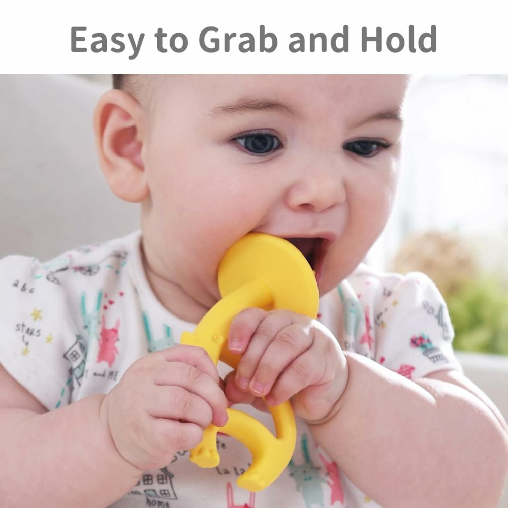 Baby Teething Toys For 3-6-9-12 Months With Strap To Clip  Mombella Dancing Elephant Silicone Teether & Toothbrush For Teeth Beginning & Eruption Period  Relieve Itch  Clean Tongue & Gum  Yellow  |  Teethers All Toys Teethers