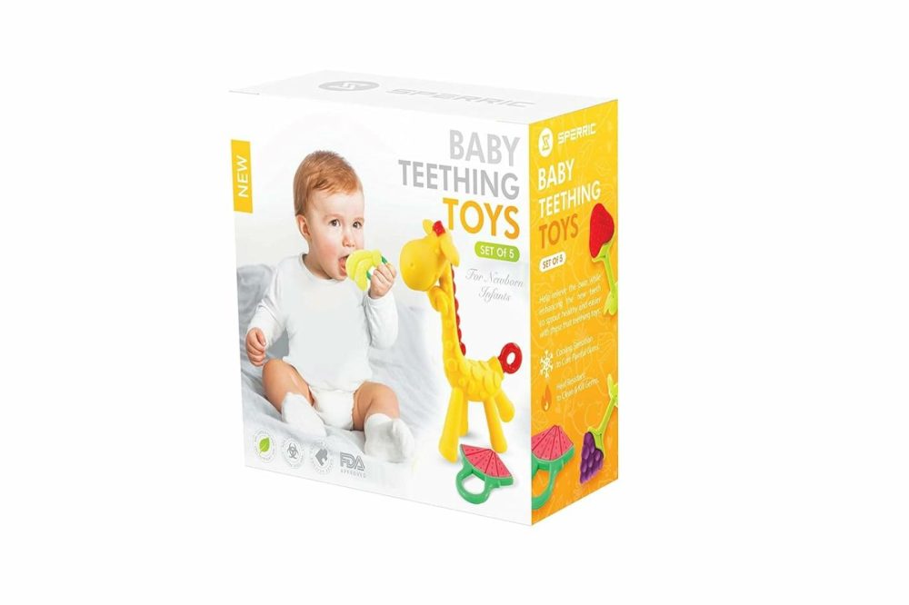 Baby Teething Toys For Newborn (5-Pack) Freezer Safe Bpa Free Infant And Toddler Silicone Teethers Soothe Babies Gums  Perfect Baby Gift  |  Teethers All Toys Teethers