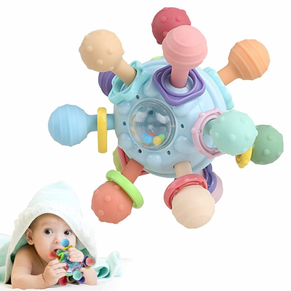 Baby Teething Toys – Infant Sensory Chew Rattles Toys – Newborn Montessori Learning Developmental Toy – Teethers For Babies 0 3 6 9 12 18 Months – Shower Gifts For 1 2 One Two Year Old Girls Boys  |  Rattles & Plush Rings All Toys Rattles & Plush Rings