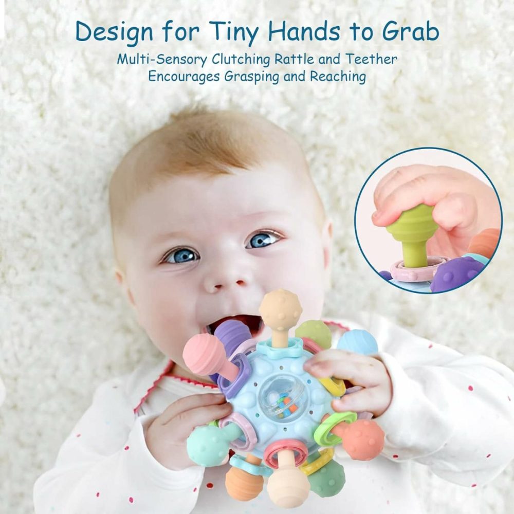 Baby Teething Toys – Infant Sensory Chew Rattles Toys – Newborn Montessori Learning Developmental Toy – Teethers For Babies 0 3 6 9 12 18 Months – Shower Gifts For 1 2 One Two Year Old Girls Boys  |  Rattles & Plush Rings All Toys Rattles & Plush Rings