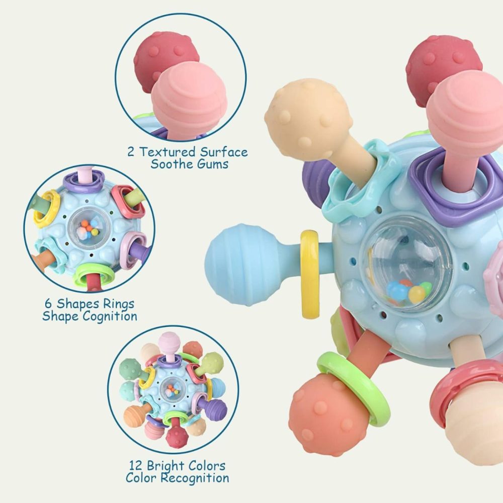 Baby Teething Toys – Infant Sensory Chew Rattles Toys – Newborn Montessori Learning Developmental Toy – Teethers For Babies 0 3 6 9 12 18 Months – Shower Gifts For 1 2 One Two Year Old Girls Boys  |  Rattles & Plush Rings All Toys Rattles & Plush Rings