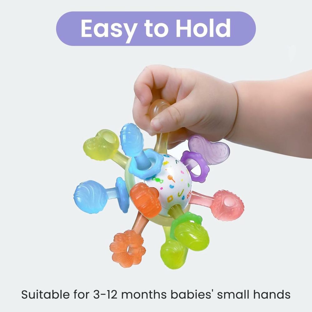 Baby Teething Toys Multiple Sensory Teething Ball Montessori Baby Teether Toys Silicone Teethers For Babies Rattling Teething Relief  Chew Toy For Babies 0-12 Months  Bpa Free  |  Teethers All Toys Teethers