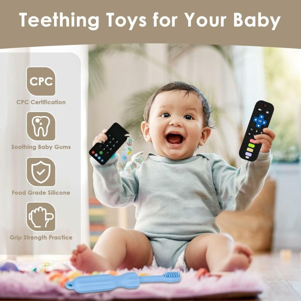 Baby Teething Toys  Remote Control Shape Teething Toys  Cell Phone Teether For Babies  Toy Chew For Babies 3-24 Months  Bpa Free & Refrigerator Safe  |  Teethers All Toys Teethers