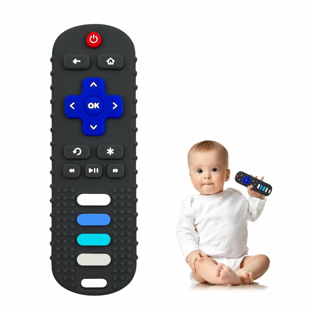 Baby Teething Toys  Remote Teethers For Babies  Cute Toy Remote For Baby Boys And Girls  Food Grade Silicine Chew Toy  |  Teethers All Toys Black02