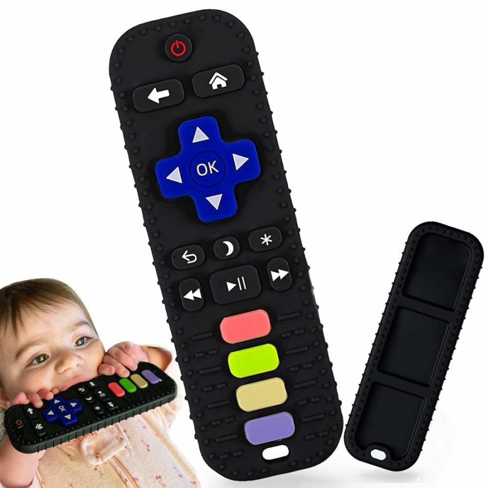 Baby Teething Toys  Silicone Remote Control Shape Teethers Chew Toys For Babies 0-24 Months (Black)  |  Teethers All Toys Black