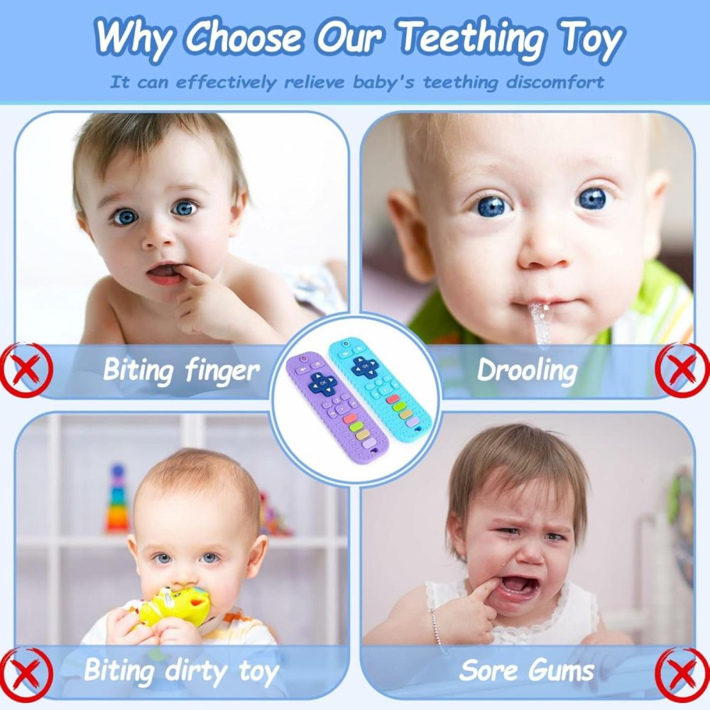 Baby Teething Toys  Silicone Remote Control Shape Teethers Chew Toys For Babies 0-24 Months (Black)  |  Teethers All Toys Black