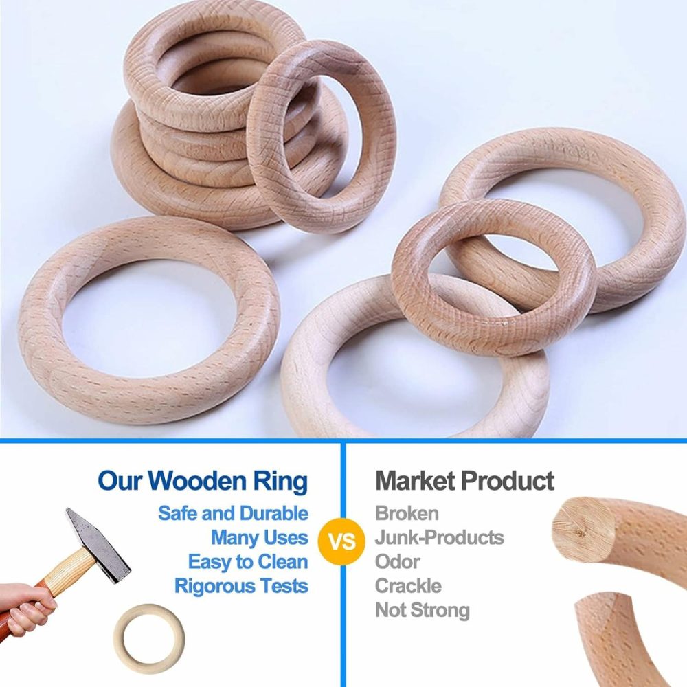 Baby Teething Toys Silicone Teethers Bpa Free Silicone Rudder With Wooden Ring Soothe Babies Gums (Khaki)  |  Teethers All Toys Khaki