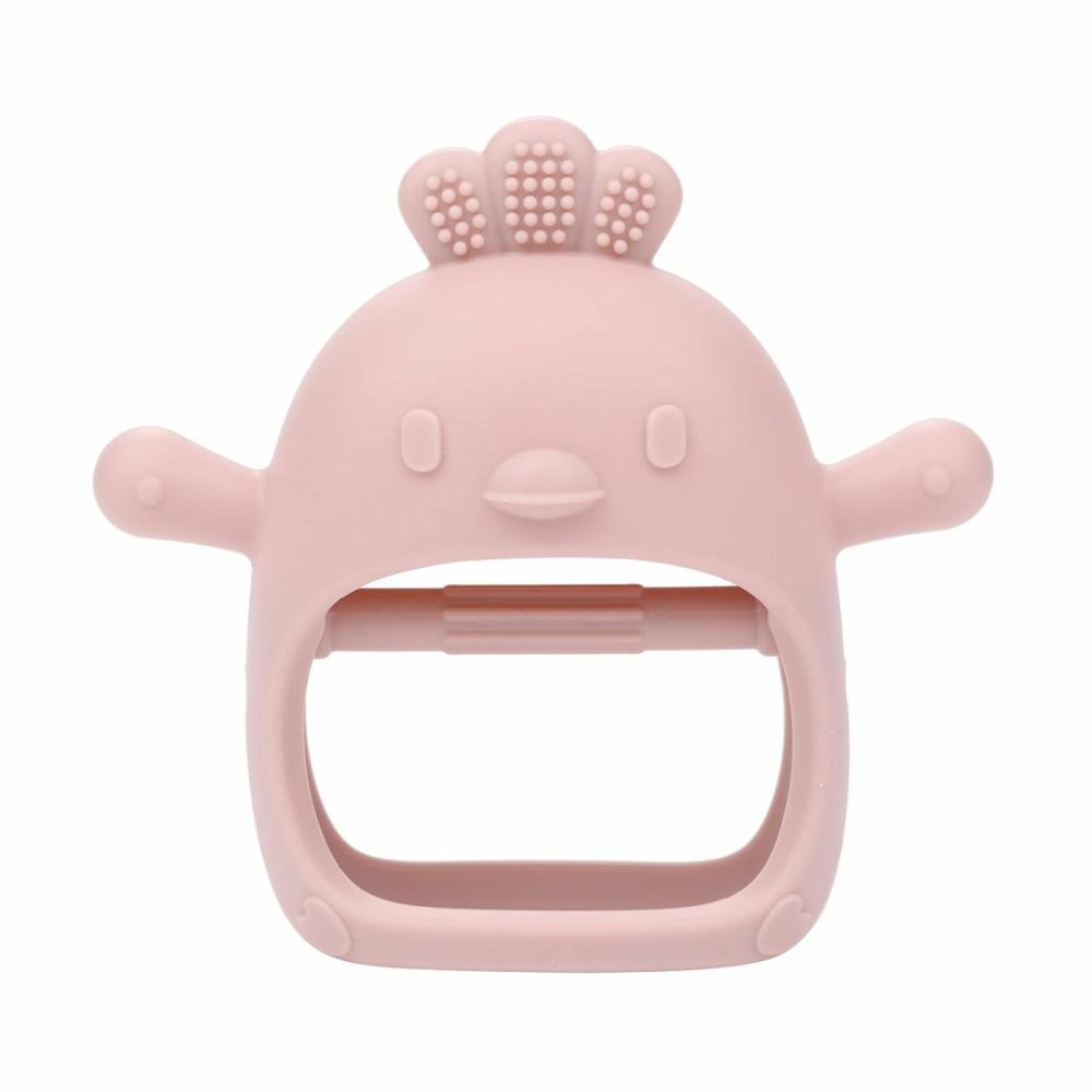 Baby Teething Toys  Soft Silicone Baby Teether Toys For 0-6 Months  Anti-Drop Hand Wrist Wearable Teether  Chew Toys For Sucking Needs  Baby Mitten Teether For Soothing Sore Gum,Pink  |  Teethers All Toys Chick-Pink