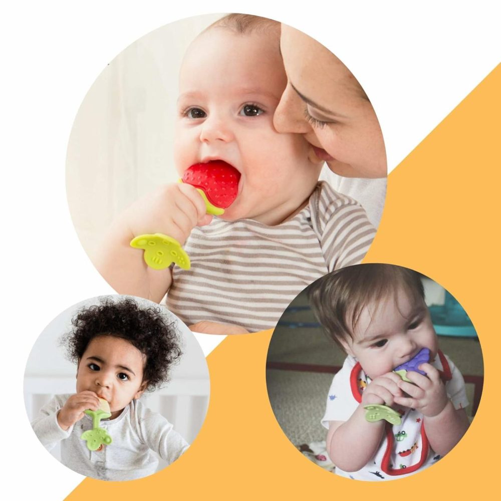 Baby Teething Toys  Soft Silicone Fruit Teether Set With Pacifier Clip/Holder For Toddlers & Infants  5 Pack  |  Teethers All Toys Orange