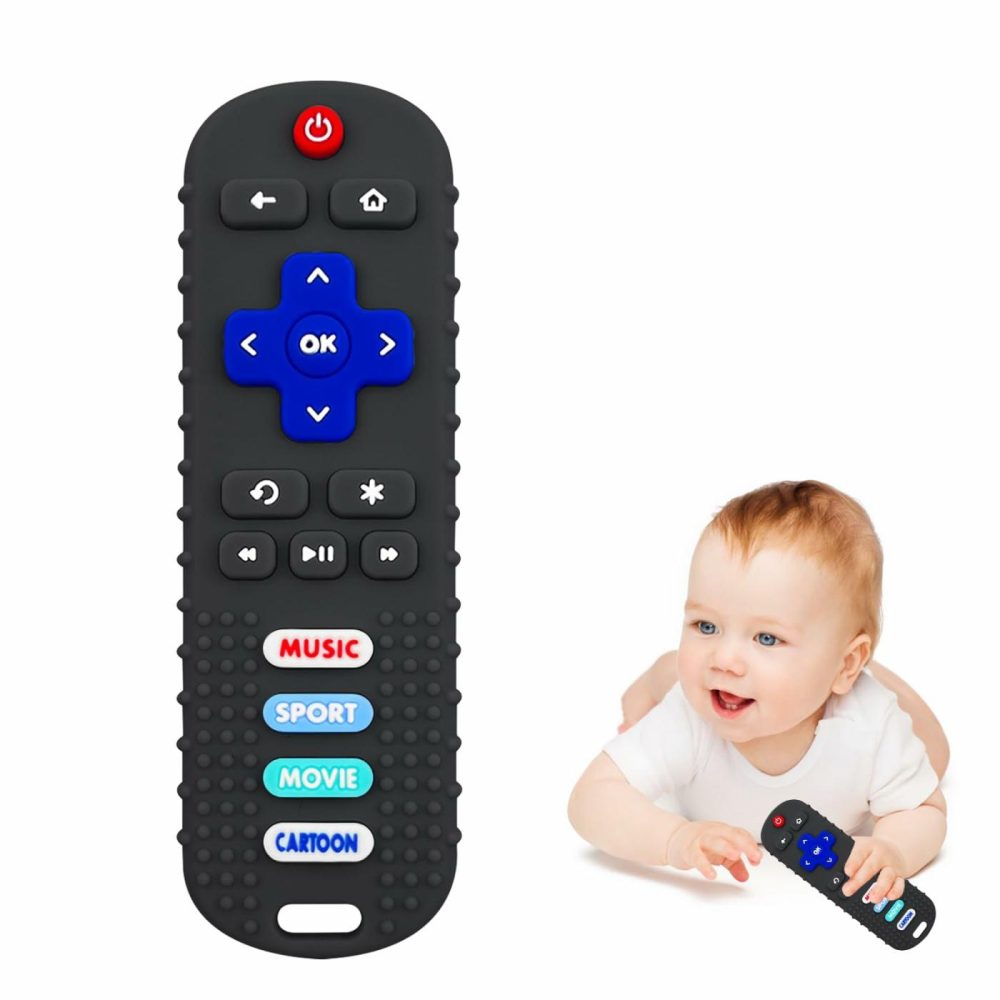 Baby Teething Toys  Soft Silicone Remote Control Teether For Babies 3 6 12 18 Months  Tv Remote Control Shape Infant Chew Sensory Toys For Boys And Girls  Baby Teething Relief  Bpa Free  |  Teethers All Toys New RC-Black