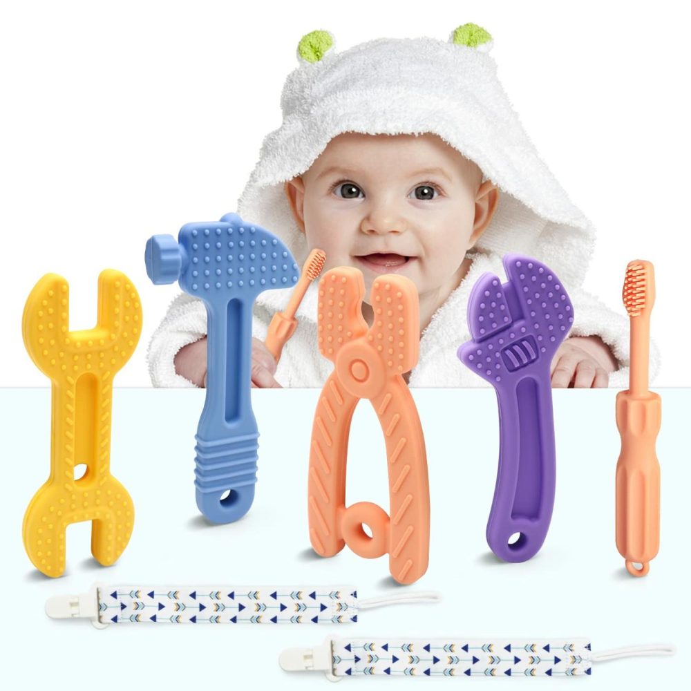 Baby Teething Toys,Teething Toys For 0-6 Months Bpa Free Silicone Baby Toys Baby Teethers Chew Toys,Teething Toys For Babies Soft Hammer Wrench Scissors Shape Gift  |  Teethers All Toys Multicolor