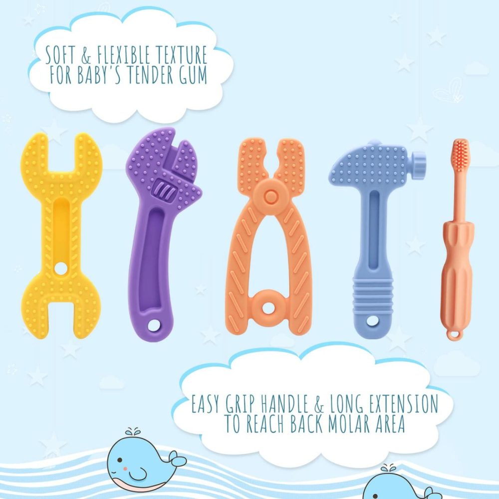 Baby Teething Toys,Teething Toys For 0-6 Months Bpa Free Silicone Baby Toys Baby Teethers Chew Toys,Teething Toys For Babies Soft Hammer Wrench Scissors Shape Gift  |  Teethers All Toys Multicolor