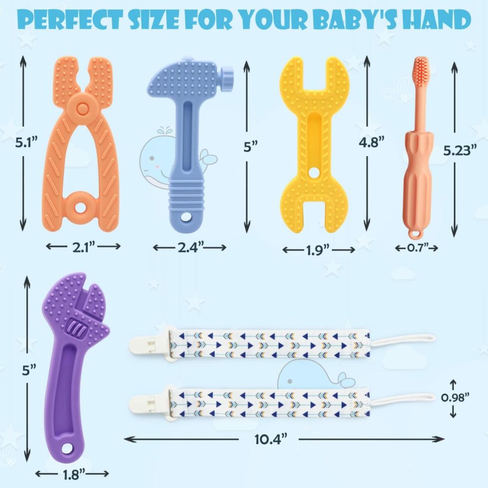 Baby Teething Toys,Teething Toys For 0-6 Months Bpa Free Silicone Baby Toys Baby Teethers Chew Toys,Teething Toys For Babies Soft Hammer Wrench Scissors Shape Gift  |  Teethers All Toys Multicolor