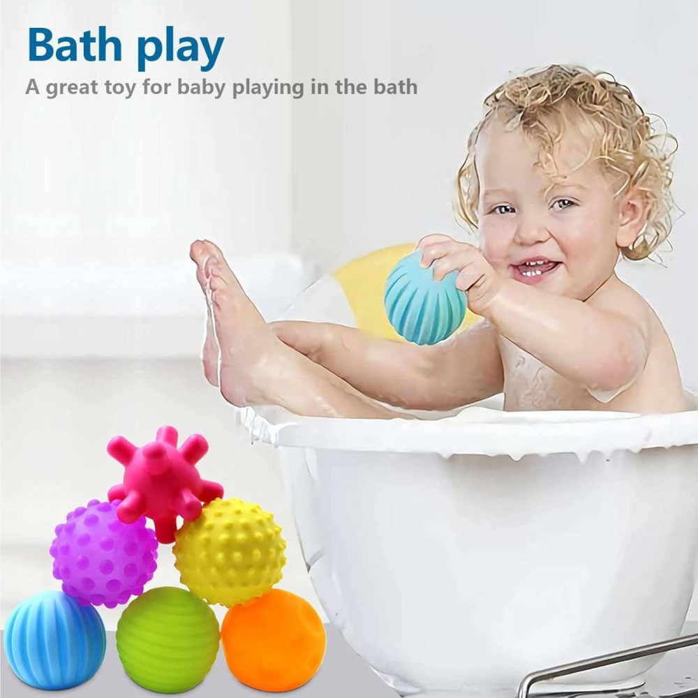 Baby Textured Multi Sensory Toys Massage Ball Gift Set Bpa Free For Toddlers 1-3 Soft Balls Montessori Infant Baby Toys 6 To 12 Months 6 Pack  |  Balls All Toys Balls