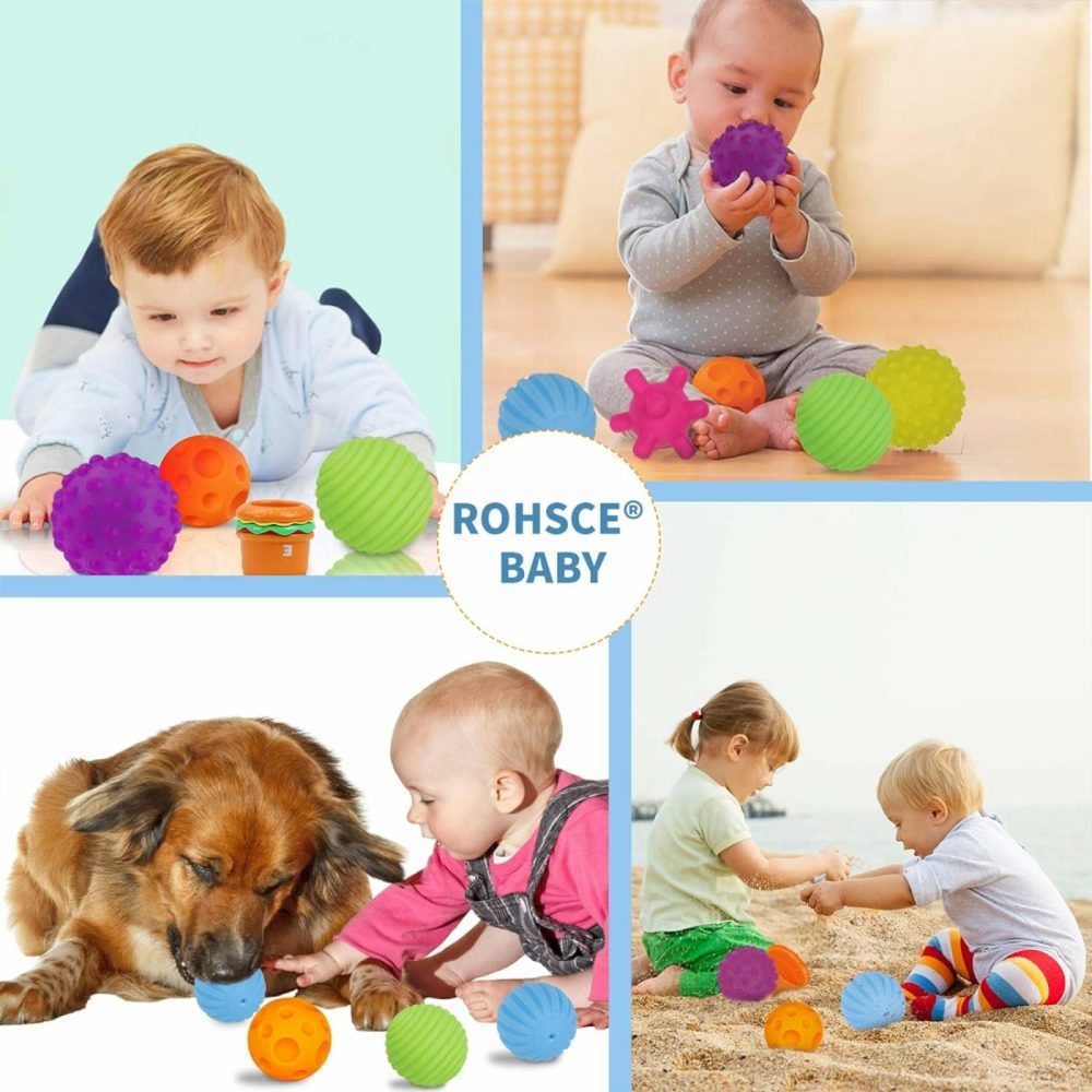 Baby Textured Multi Sensory Toys Massage Ball Gift Set Bpa Free For Toddlers 1-3 Soft Balls Montessori Infant Baby Toys 6 To 12 Months 6 Pack  |  Balls All Toys Balls