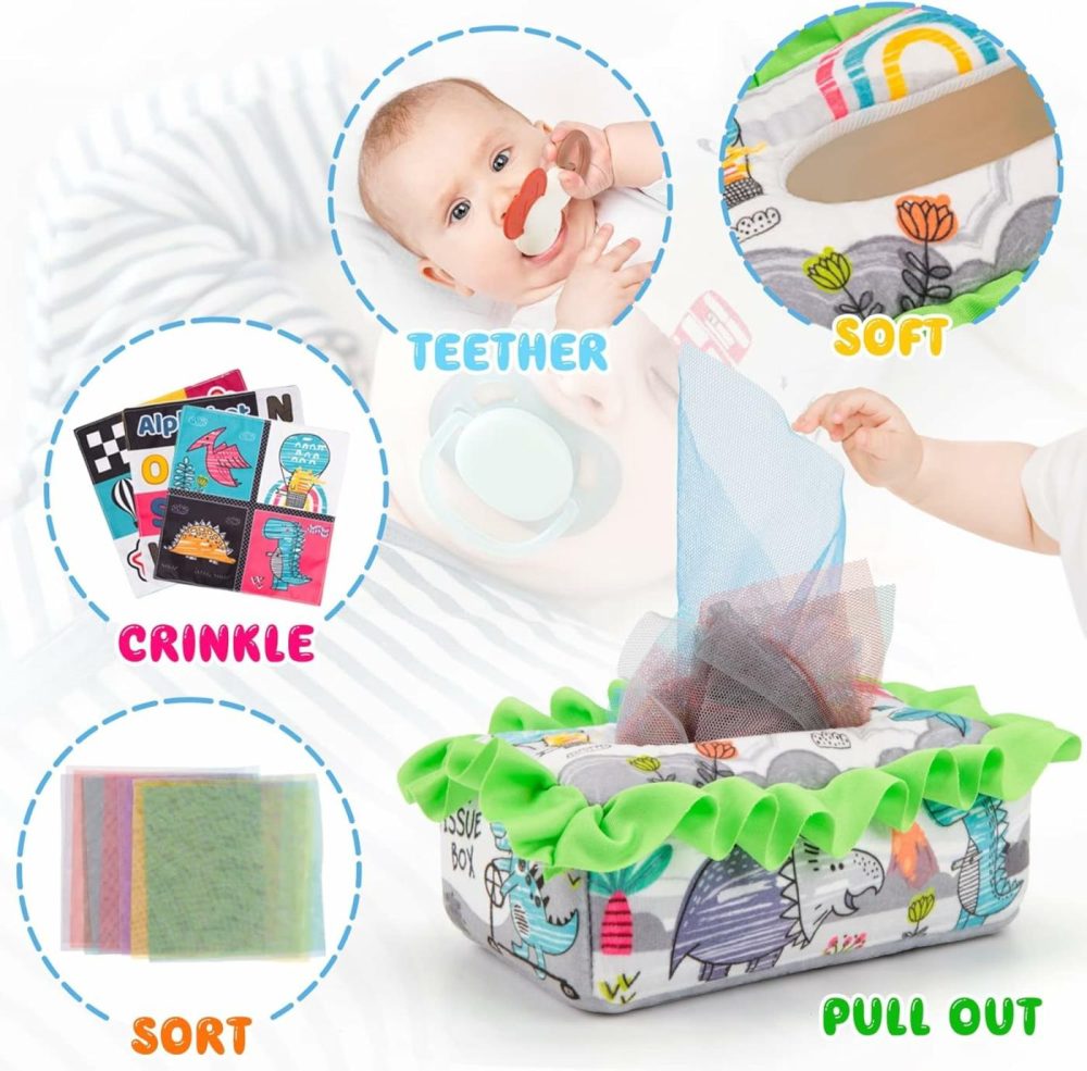 Baby Tissue Box Toy 6 To 12 Months,Montessori Toys For Babies 6-12 Months,Tissue Box Sensory Toys With Teething For Newborn Toddlers Infants Early Learning Toys Boys Girls Gifts  |  Sorting & Stacking Toys All Toys Sorting & Stacking Toys