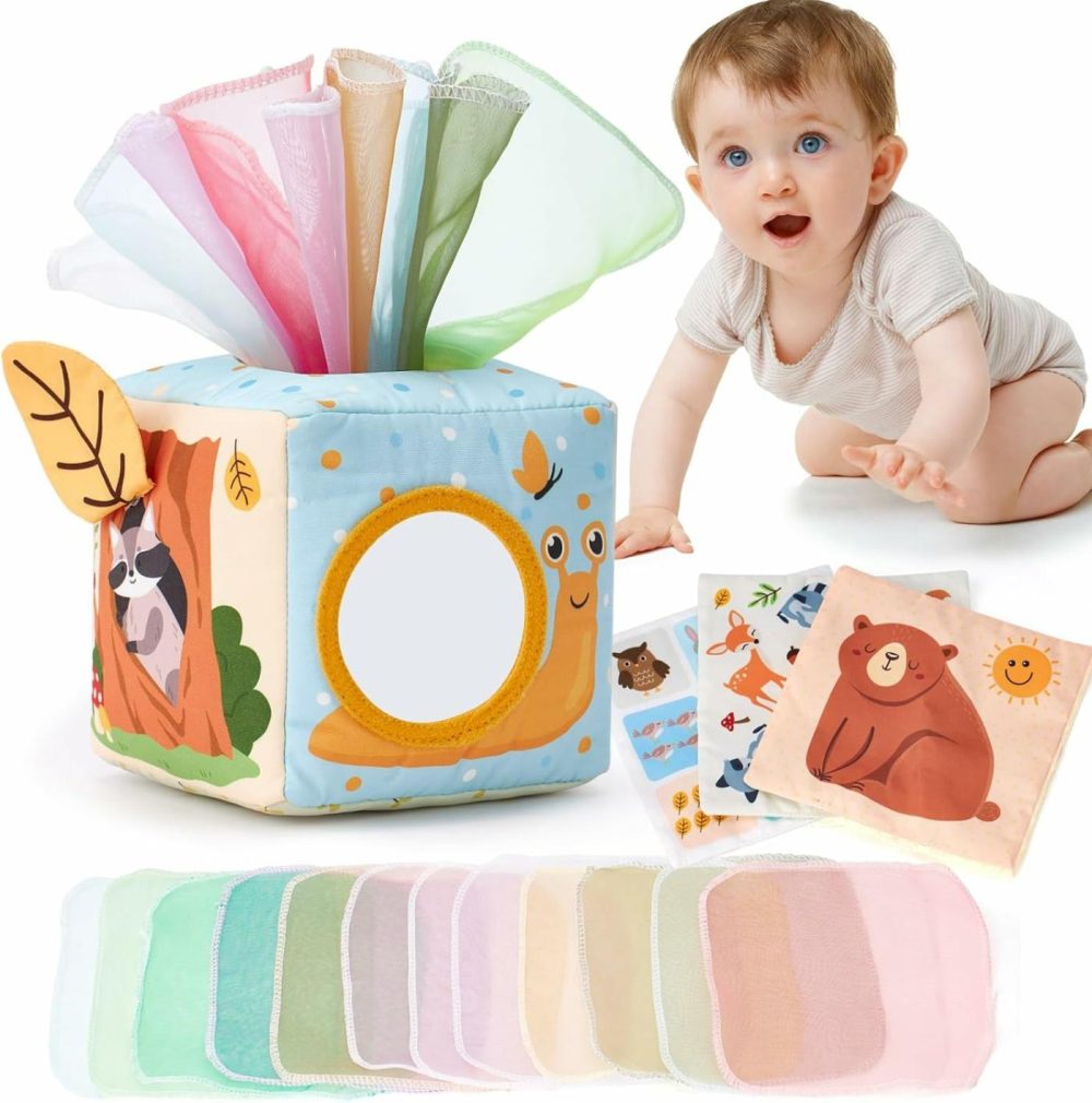 Baby Tissue Box Toy – Baby Toys 6-12 Months – Montessori Toys For 6 Month Old Must Haves – Baby Boy Girl Shower Gifts For Babies 6 9 12 18 Months Old  |  Rattles & Plush Rings All Toys Rattles & Plush Rings