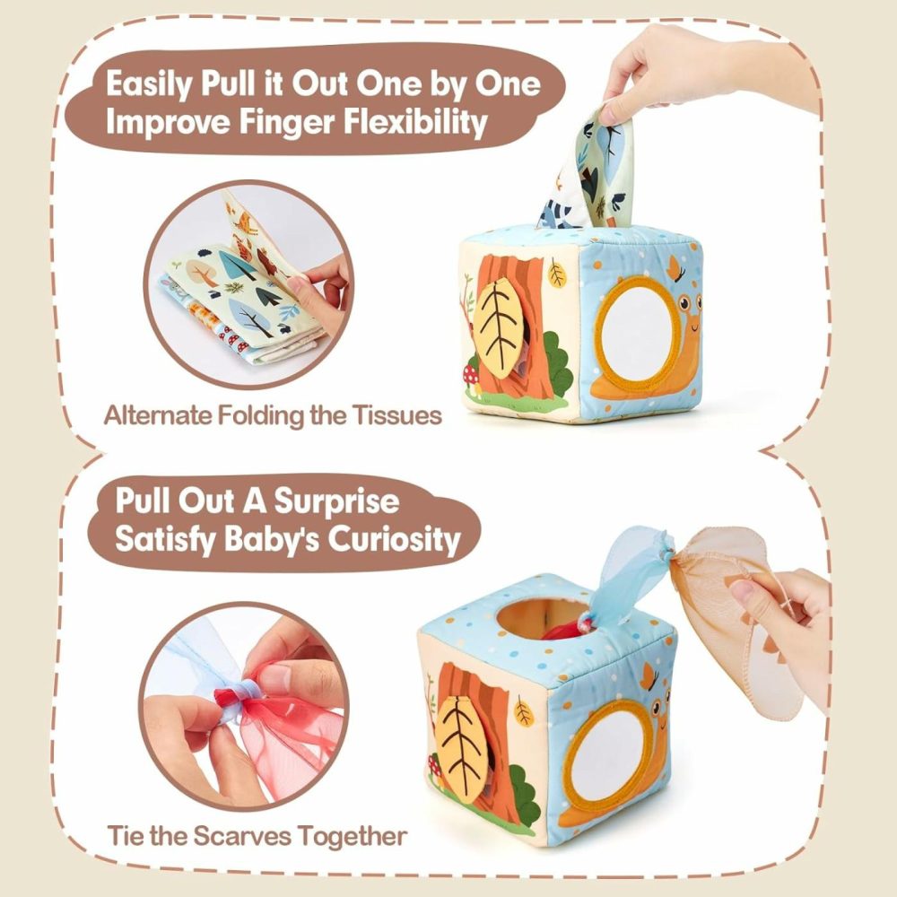 Baby Tissue Box Toy – Baby Toys 6-12 Months – Montessori Toys For 6 Month Old Must Haves – Baby Boy Girl Shower Gifts For Babies 6 9 12 18 Months Old  |  Rattles & Plush Rings All Toys Rattles & Plush Rings