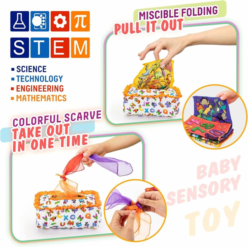 Baby Tissue Box Toy – Baby Toys 6-12 Months – Montessori Toys For Babies 6-12 Months  Infants Contrast Crinkle Sensory Toy For 1 Year Old Boys Girls Kids Early Learning Toys Baby Gifts  |  Sorting & Stacking Toys All Toys Sorting & Stacking Toys