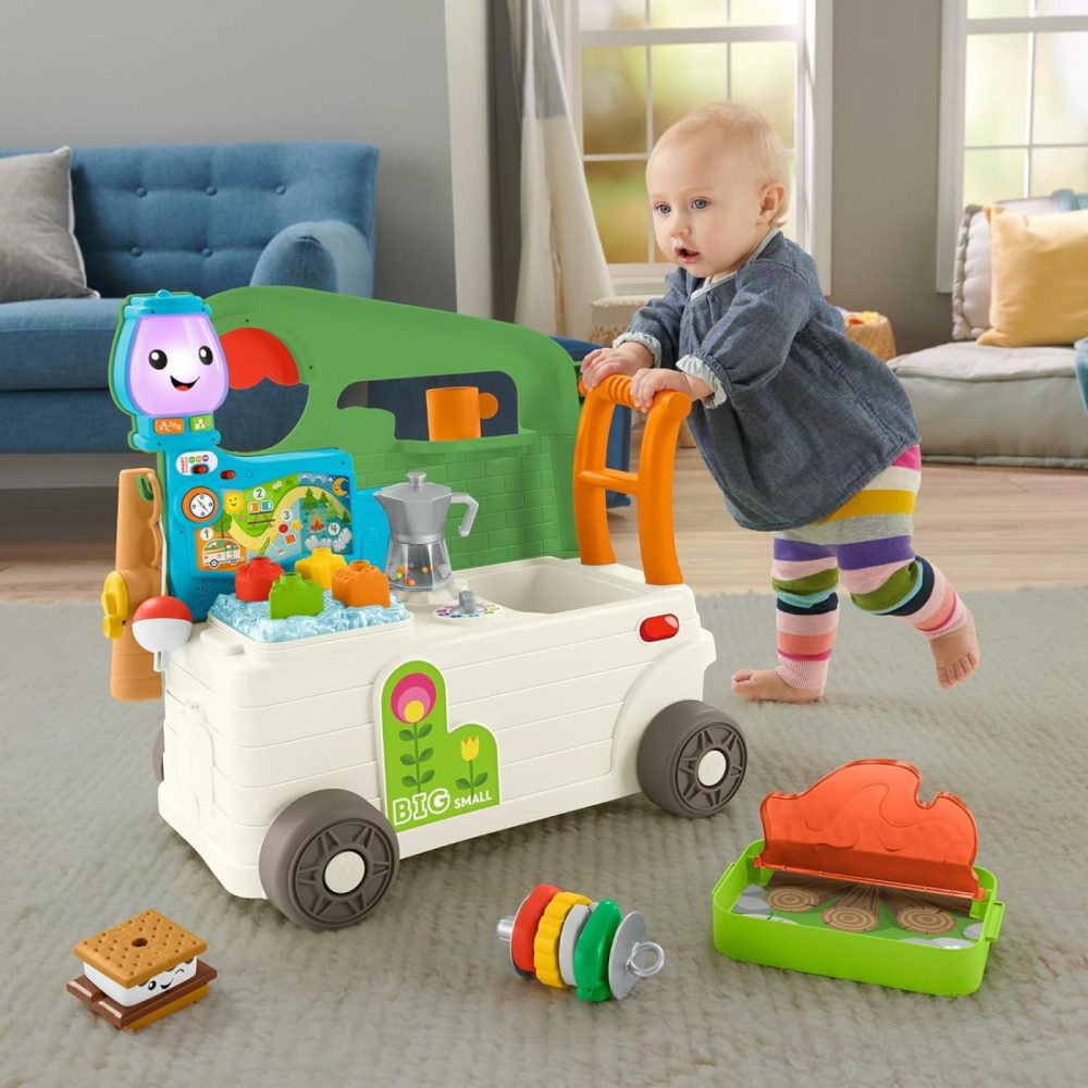 Baby To Toddler Toy Laugh & Learn 3-In-1 On-The-Go Camper Walker & Activity Center With Smart Stages For Ages 9+ Months​  Tan/Green  |  Electronic Early Development Toys All Toys Electronic Early Development Toys