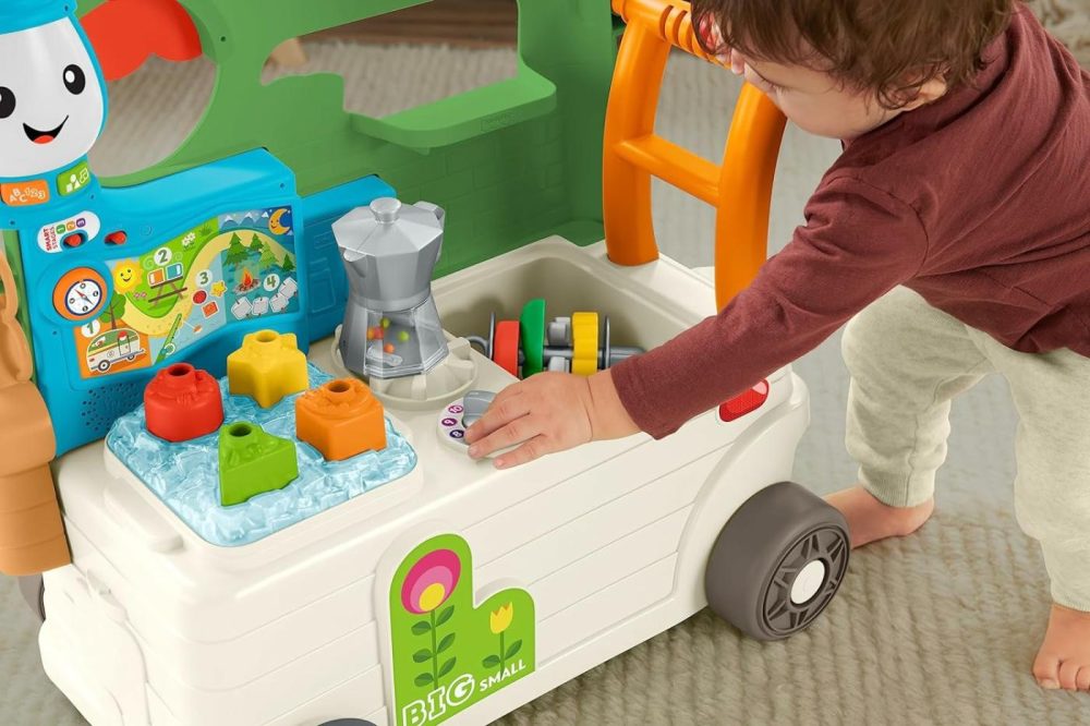 Baby To Toddler Toy Laugh & Learn 3-In-1 On-The-Go Camper Walker & Activity Center With Smart Stages For Ages 9+ Months​  Tan/Green  |  Electronic Early Development Toys All Toys Electronic Early Development Toys