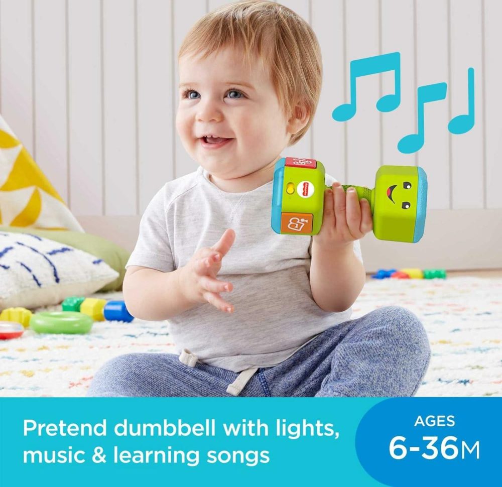 Baby & Toddler Toy Laugh & Learn Countin’ Reps Dumbbell Rattle With Learning Lights & Music For Infants Ages 6+ Months​  |  Electronic Early Development Toys All Toys Electronic Early Development Toys