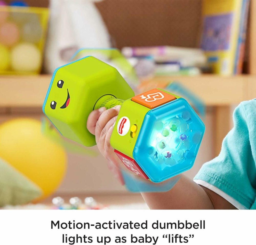 Baby & Toddler Toy Laugh & Learn Countin’ Reps Dumbbell Rattle With Learning Lights & Music For Infants Ages 6+ Months​  |  Electronic Early Development Toys All Toys Electronic Early Development Toys