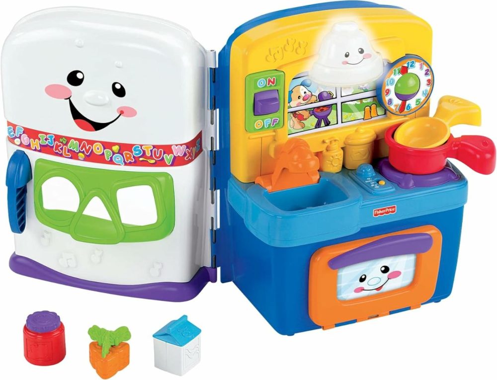 Baby & Toddler Toy Laugh & Learn Learning Kitchen Playset With Music Lights & Bilingual Content For Infants Ages 6+ Months  |  Musical Toys All Toys Frustration-Free Packaging