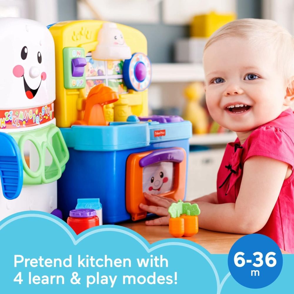 Baby & Toddler Toy Laugh & Learn Learning Kitchen Playset With Music Lights & Bilingual Content For Infants Ages 6+ Months  |  Musical Toys All Toys Frustration-Free Packaging