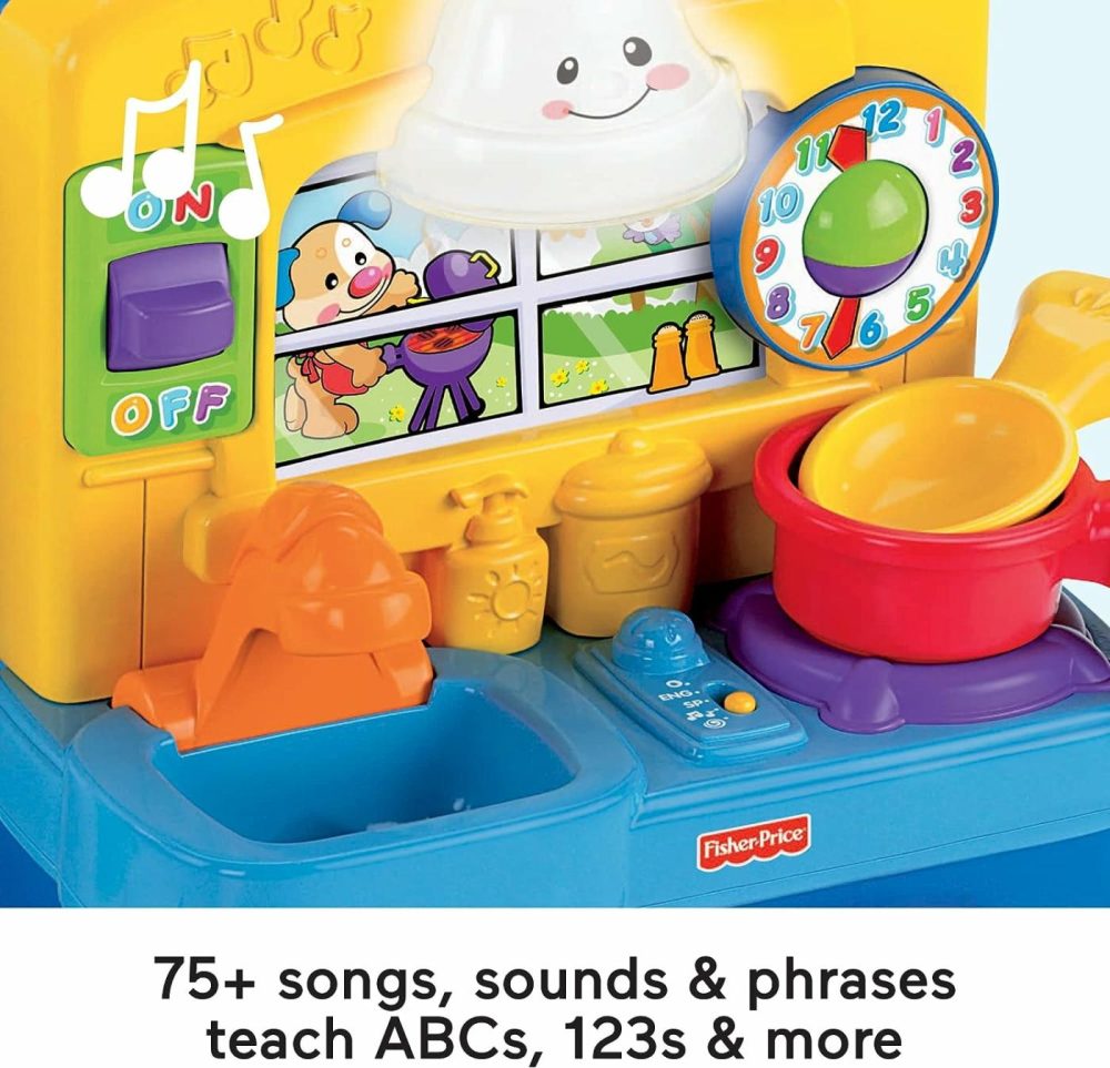 Baby & Toddler Toy Laugh & Learn Learning Kitchen Playset With Music Lights & Bilingual Content For Infants Ages 6+ Months  |  Musical Toys All Toys Frustration-Free Packaging