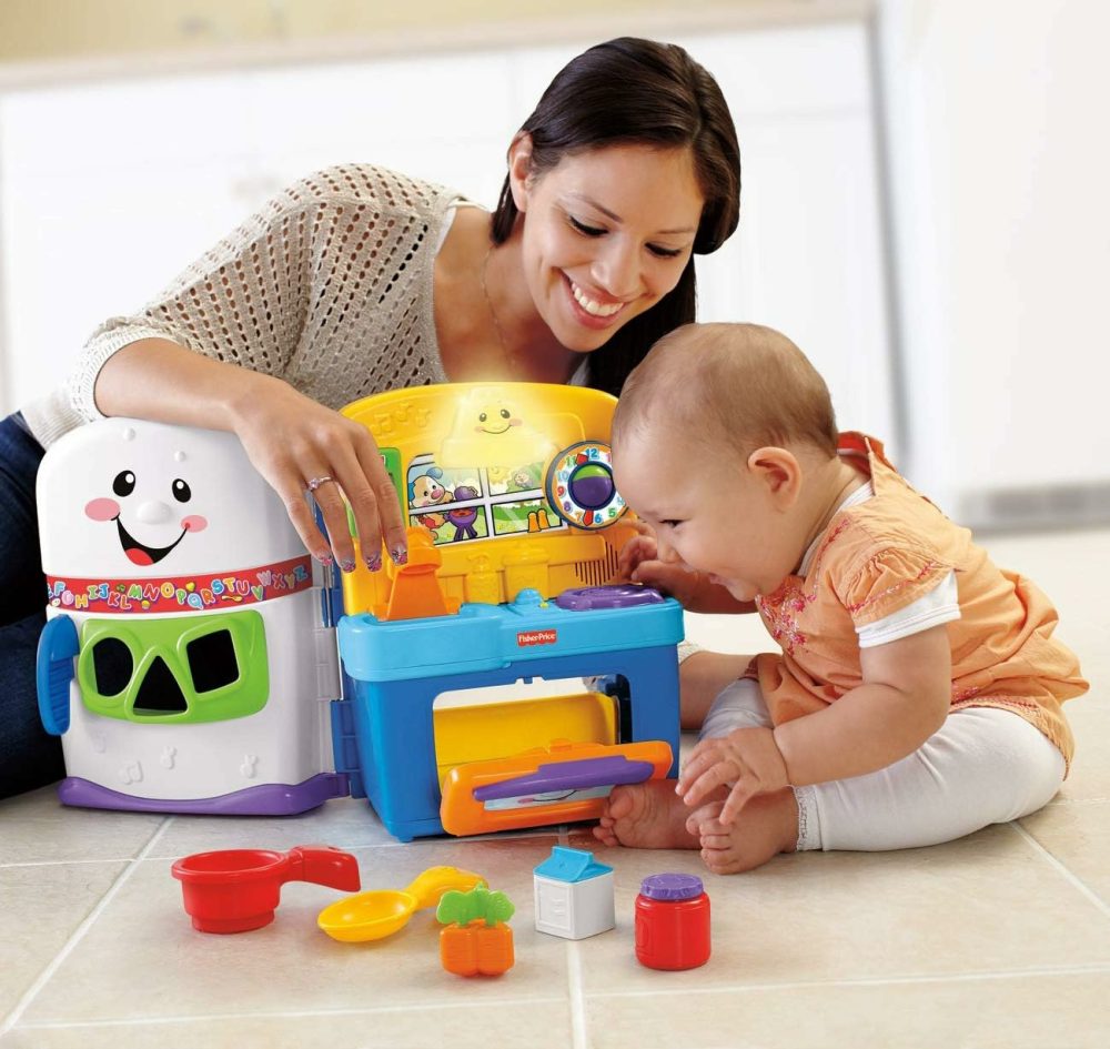 Baby & Toddler Toy Laugh & Learn Learning Kitchen Playset With Music Lights & Bilingual Content For Infants Ages 6+ Months  |  Musical Toys All Toys Frustration-Free Packaging