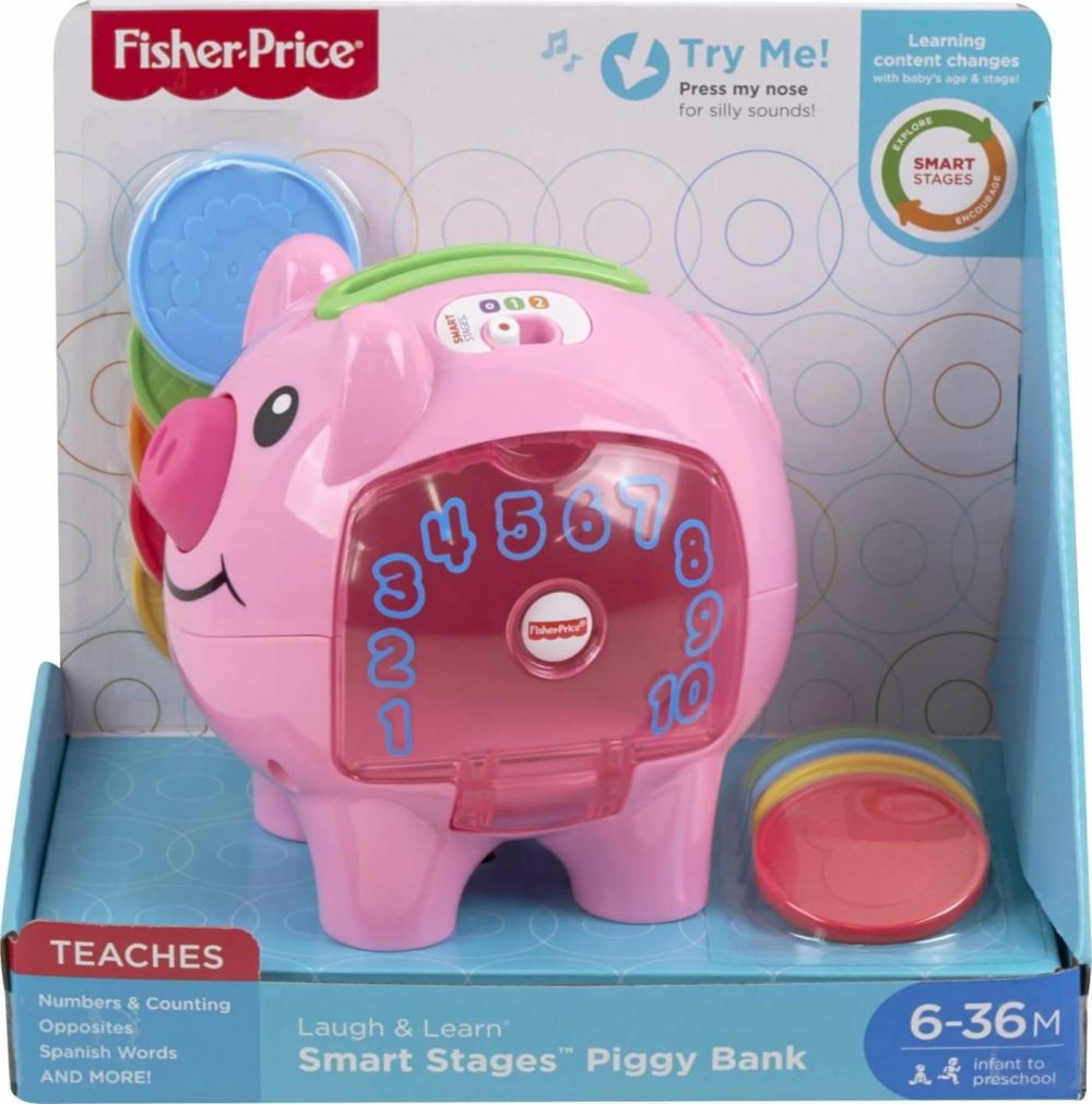 Baby & Toddler Toy Laugh & Learn Smart Stages Piggy Bank With Learning Songs & Phrases For Infants Ages 6+ Months  |  Electronic Early Development Toys All Toys Electronic Early Development Toys