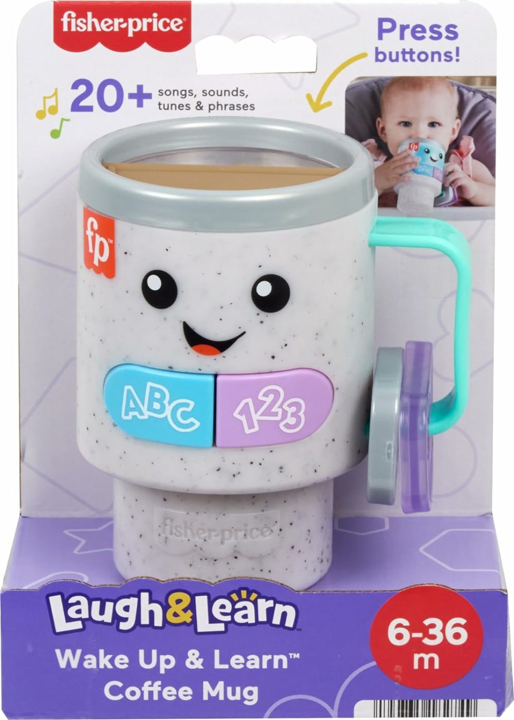 Baby & Toddler Toy Laugh & Learn Wake Up & Learn Coffee Mug With Lights Music & Learning For Infants Ages 6+ Months  |  Electronic Early Development Toys All Toys Electronic Early Development Toys