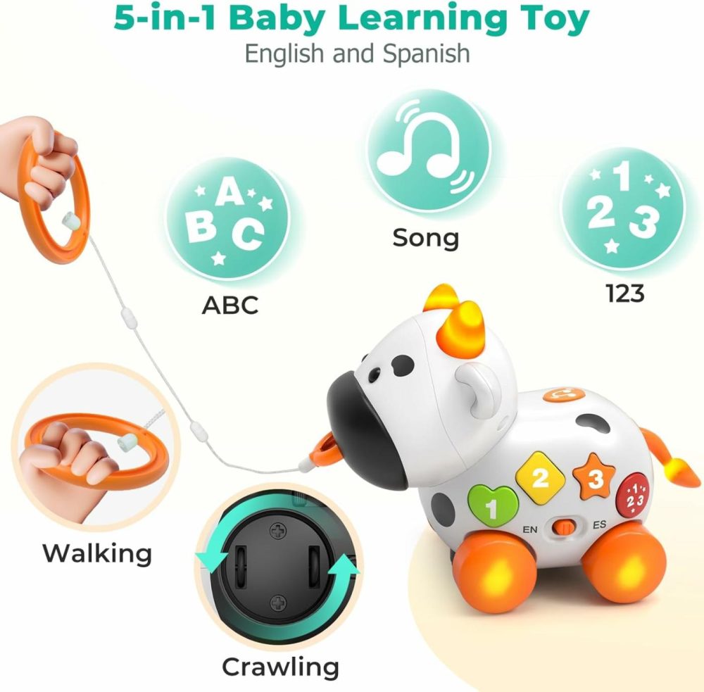 Baby Toy 6-12-18 Month Old  Bilingual Musical Cow  Educational Toys For 1+ Year Old Girl Boy  Infant Toys For 6 7 8 9 10 Month Old Developmental  First Christmas 1St Birthday Gift For 1 Year Old  |  Musical Toys All Toys