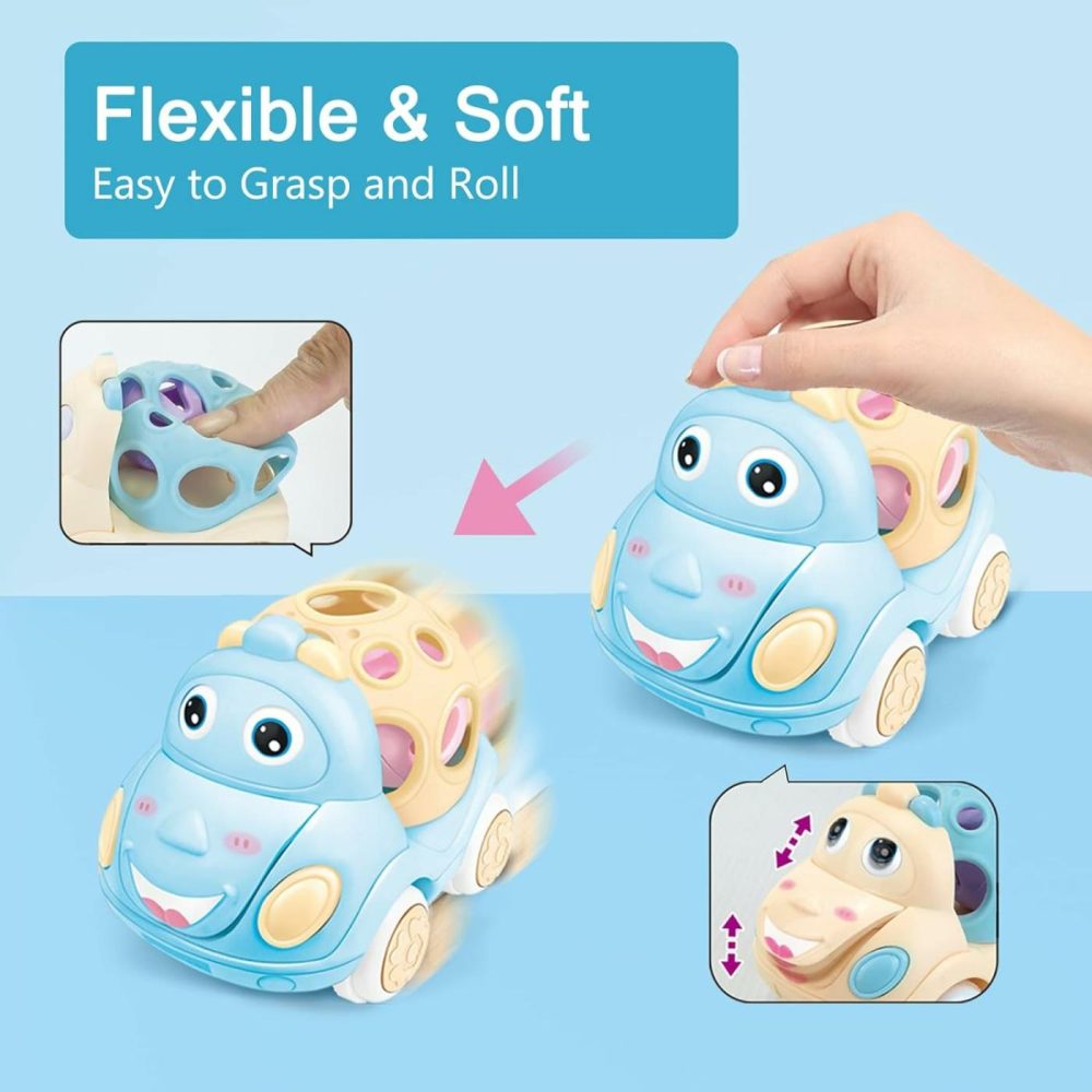 Baby Toy Car  Rattle & Roll Cars For Toddler Aged 1-3  Push And Go Toys With Soft Rubber 6-12 Month Infant  3Pcs Friction Powered Truck  Baby Boys Girls Gift  |  Push & Pull Toys All Toys Push & Pull Toys