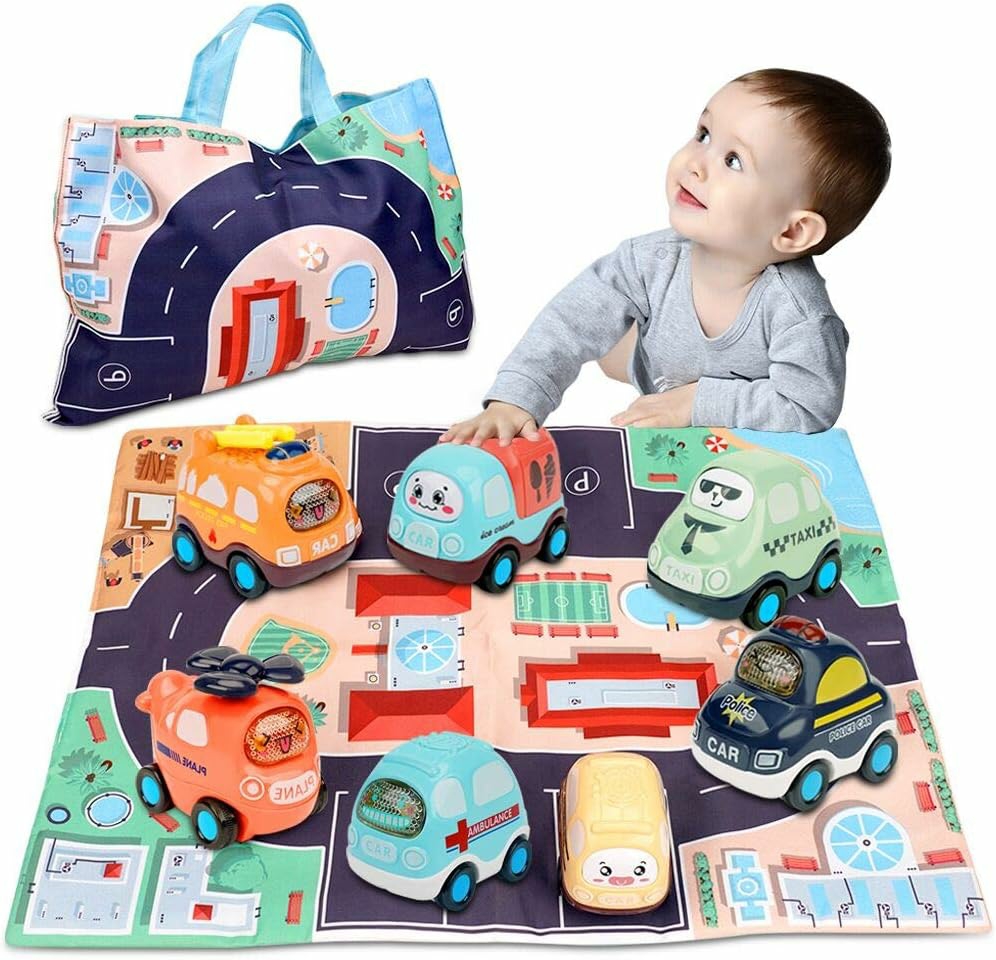 Baby Toy For 1 Year Old Boy | 7 Set Push And Go Cars Toy With Play Mat/Storage Bag For Toddlers | Early Educational Toys And Birthday Gift For 1 2 3 Years Old Boys Girls  |  Push & Pull Toys All Toys Push & Pull Toys