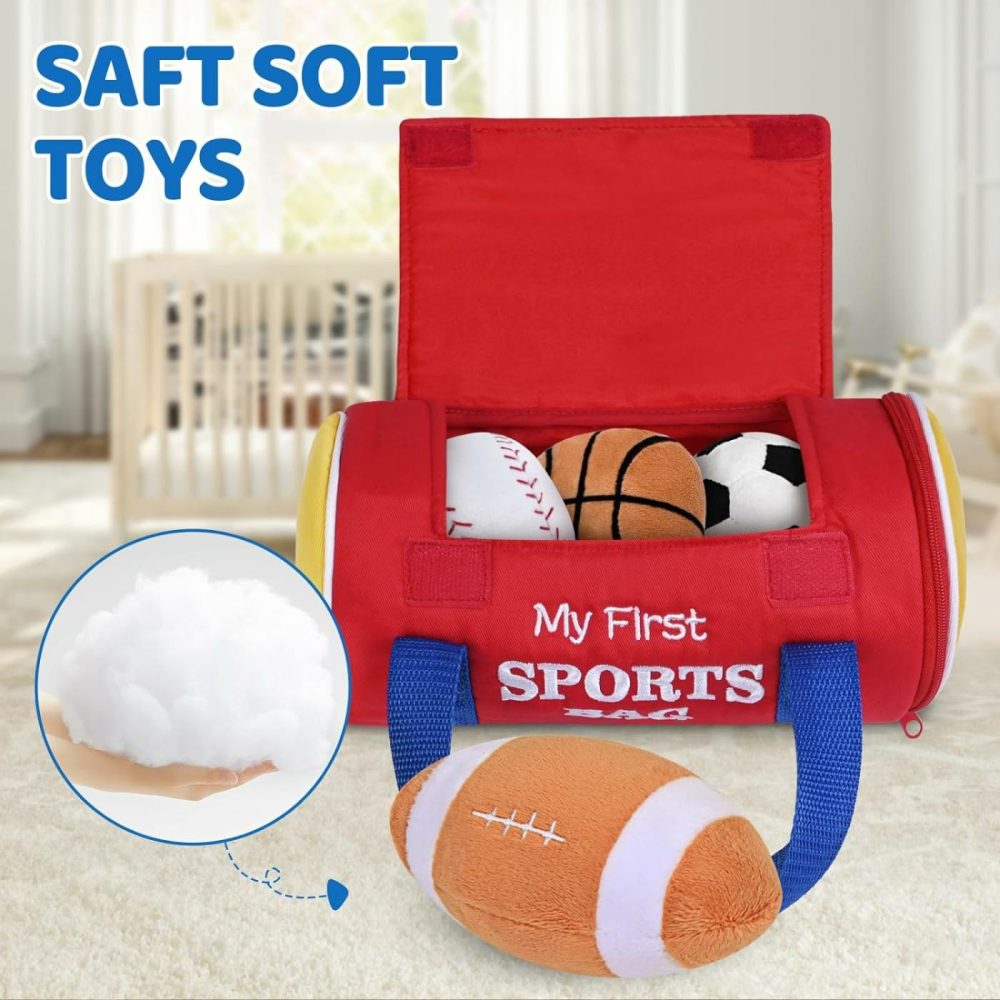 Baby Toys 0-12 Months  My First Sports Bag Plush Toy – 4 Sensory Balls Soft Toys With Crinkle  Rattles For 0-3-6-9-12 Month Newborn Infant  1St Birthday For Babies Boys Girls Age 1+  |  Rattles & Plush Rings All Toys Rattles & Plush Rings