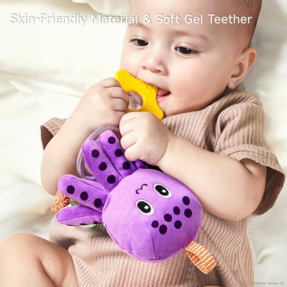 Baby Toys 0 3 6 12 Months  Hanging Stroller Toys Soft Marine Animal Crib Car Seat Toys  Crinkle Infant Rattles With Teether Squeaky Sensory Developmental Toy For Newborn  |  Car Seat & Stroller Toys All Toys Car Seat & Stroller Toys