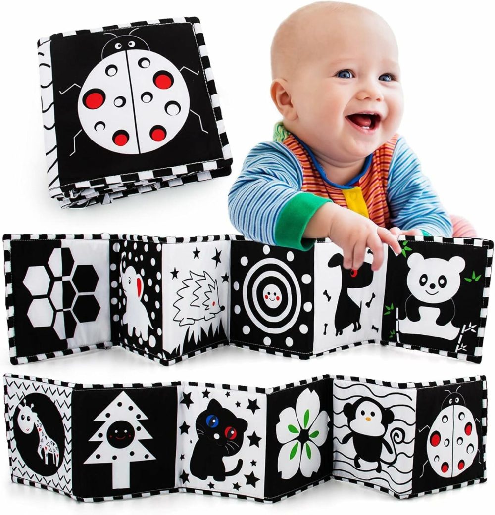 Baby Toys 0-6 Months  Black And White High Contrast Sensory Newborn Toys  Baby Soft Book For Early Education  Infant Tummy Time Toys  Baby Newborn Essentials Must Haves  |  Rattles & Plush Rings All Toys Rattles & Plush Rings