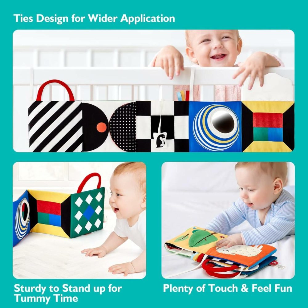 Baby Toys 0-6 Months – High Contrast Newborn Toys – Baby Tummy Time Books 0-6 Months With Crinkle  Squeaky Sounds  Touch Feel  Visual Stimulation – Christmas Baby Shower Gifts  |  Car Seat & Stroller Toys All Toys Car Seat & Stroller Toys