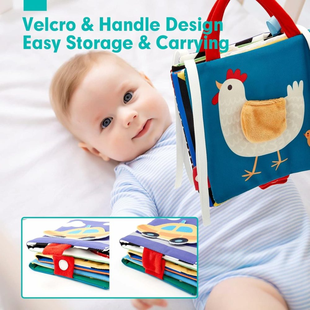 Baby Toys 0-6 Months – High Contrast Newborn Toys – Baby Tummy Time Books 0-6 Months With Crinkle  Squeaky Sounds  Touch Feel  Visual Stimulation – Christmas Baby Shower Gifts  |  Car Seat & Stroller Toys All Toys Car Seat & Stroller Toys